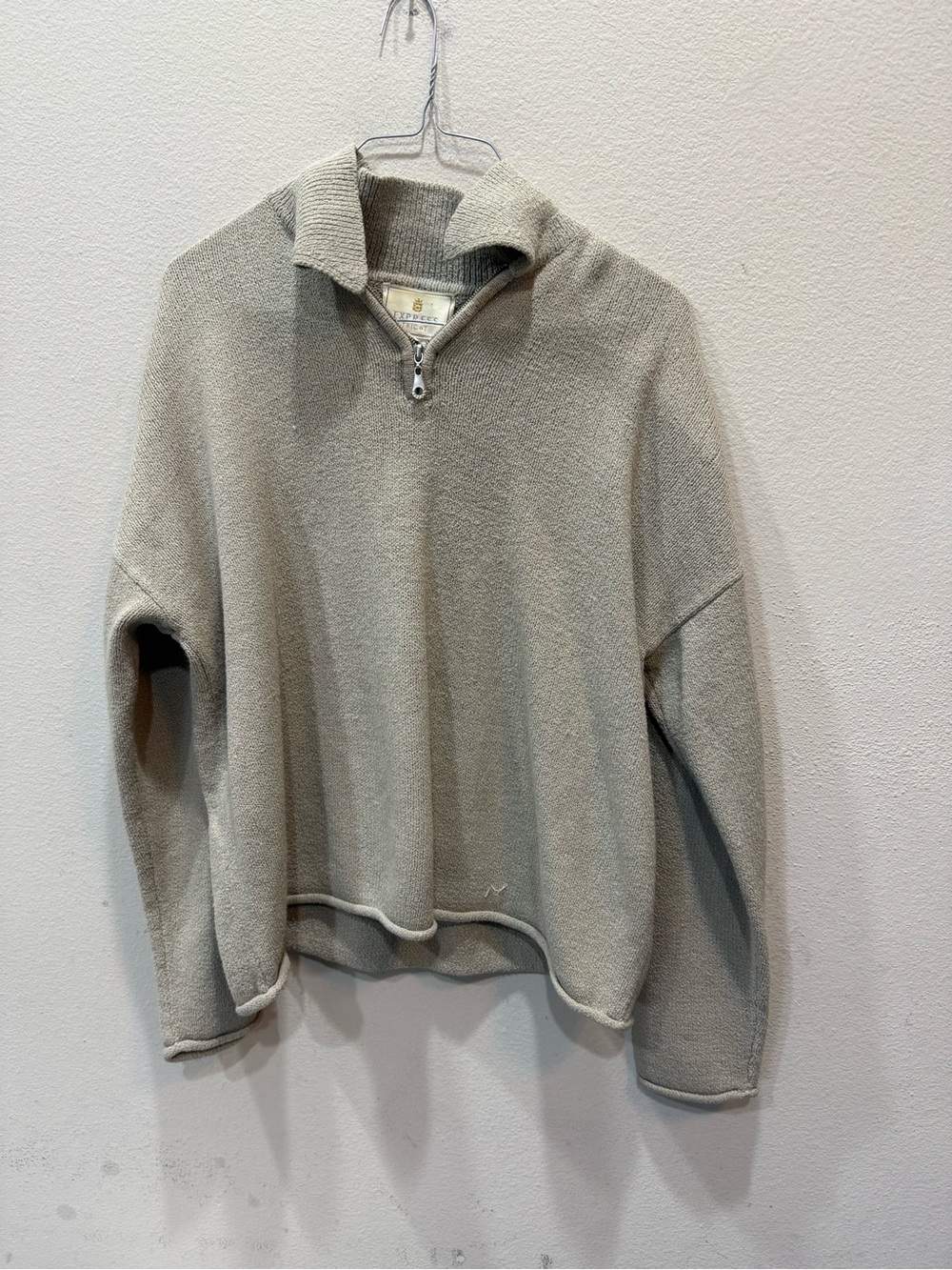 Express Tricot Sweater Pullover 1/4 Zip Cotton